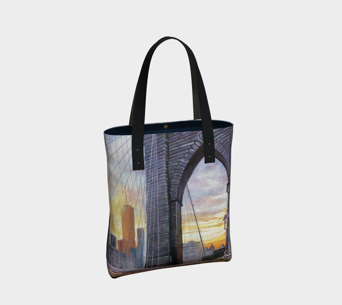 Brooklyn Bridge Sunset Glow Medium Art Tote