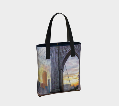 Brooklyn Bridge Sunset Glow Medium Art Tote