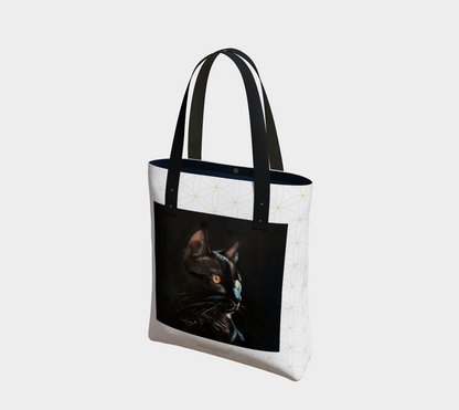 Blact cat on Black w Grid