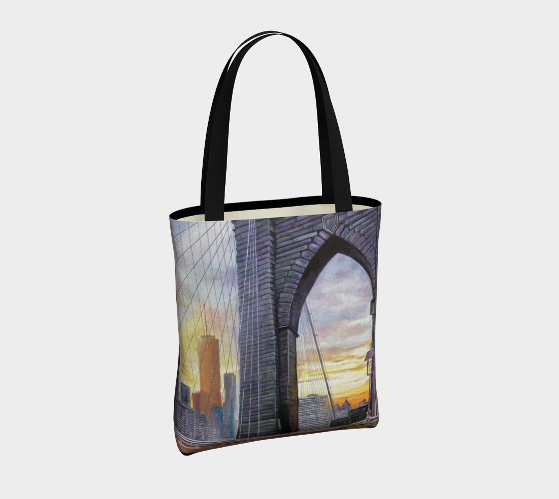 Brooklyn Bridge Sunset Glow Medium Art Tote