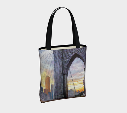 Brooklyn Bridge Sunset Glow Medium Art Tote