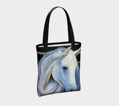 White Horse Serenity Medium Art Tote