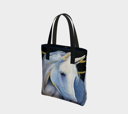White Horse Serenity Medium Art Tote