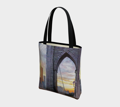 Brooklyn Bridge Sunset Glow Medium Art Tote