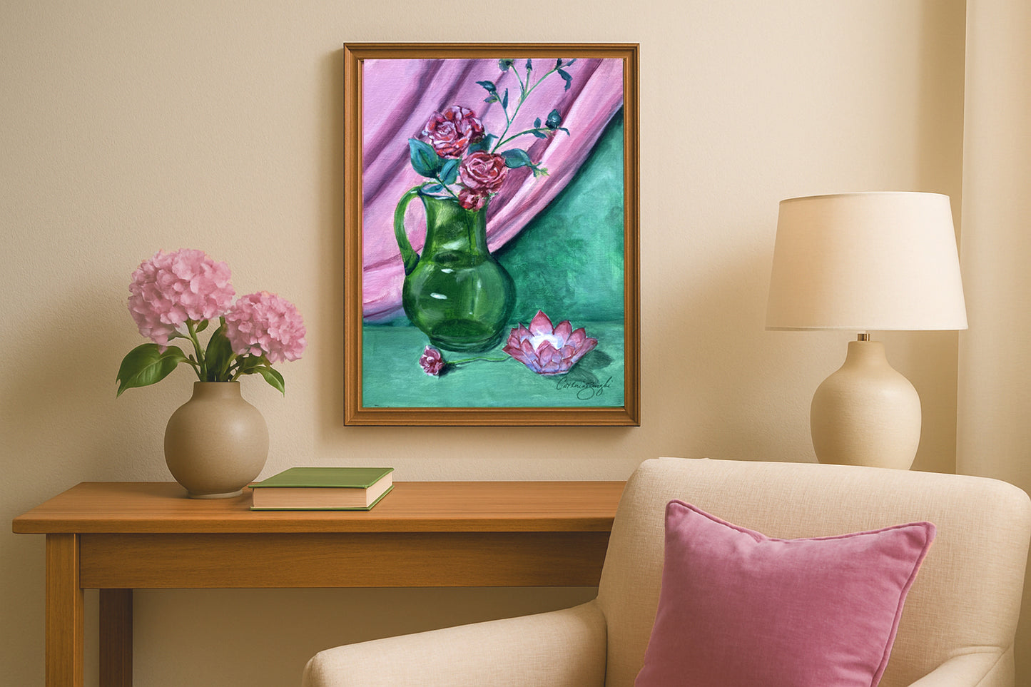 Roses in Glass Still Life | SOLD