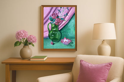 Roses in Glass Still Life | SOLD