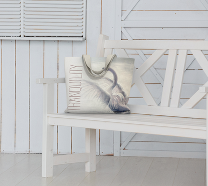 Wings of Tranquility Bag on a White Bench