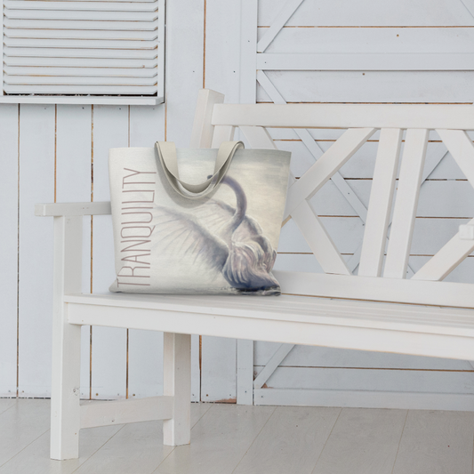 Wings of Tranquility Bag on a White Bench