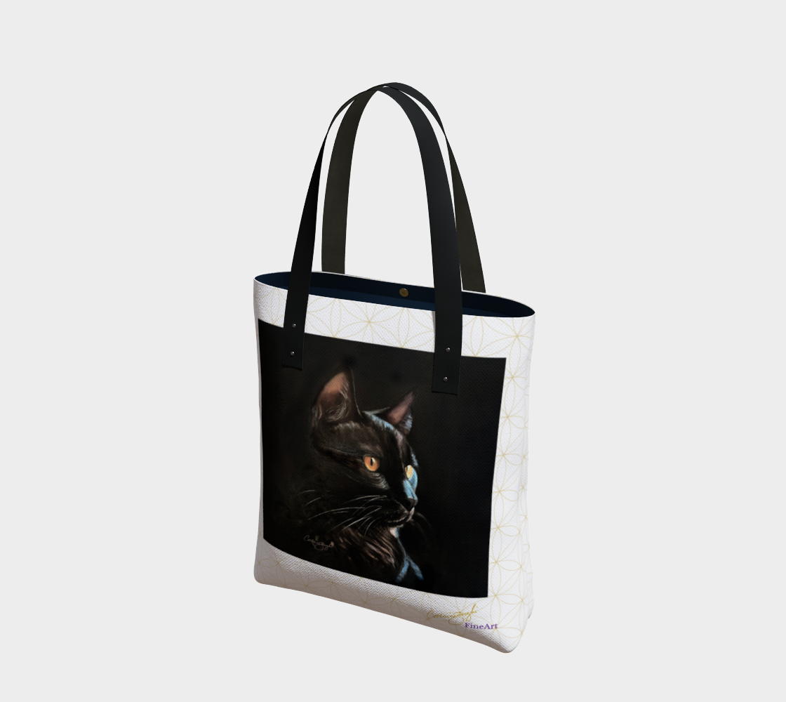 Black Cat on Black with Grid
