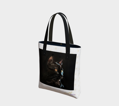 Black Cat on Black with Grid
