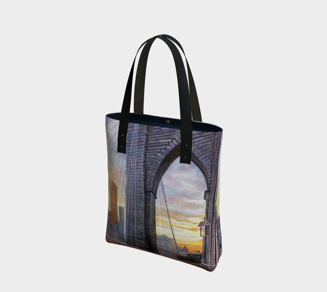 Brooklyn Bridge Sunset Glow Medium Art Tote