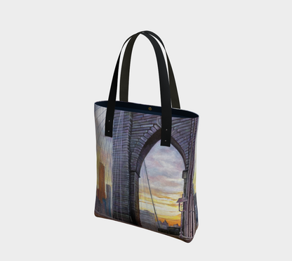 Brooklyn Bridge Sunset Glow Medium Art Tote