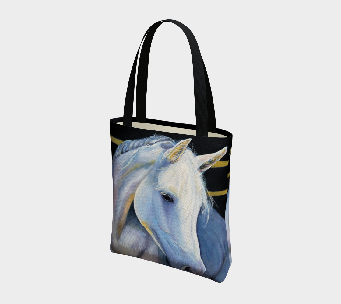 White Horse Serenity Medium Art Tote
