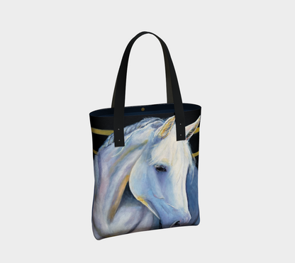 White Horse Serenity Medium Art Tote