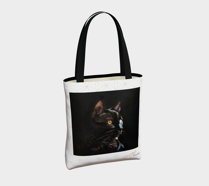 Black Cat on Black with Grid