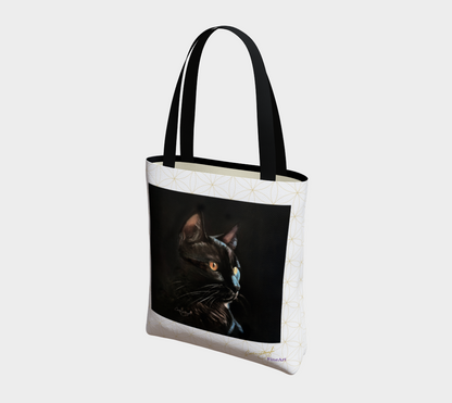 Black Cat on Black with Grid
