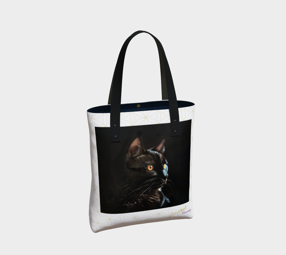 Black Cat on Black with Grid