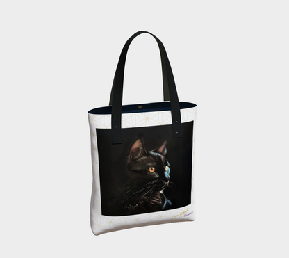 Black Cat on Black with Grid